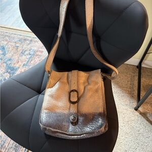 Vintage Patricia Nash Leather Crossbody Bag in Blue & Cream Ombré Bag